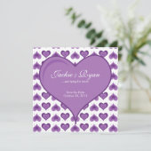 Faire-part de mariage Coeurs mignons pourpre (Debout devant)