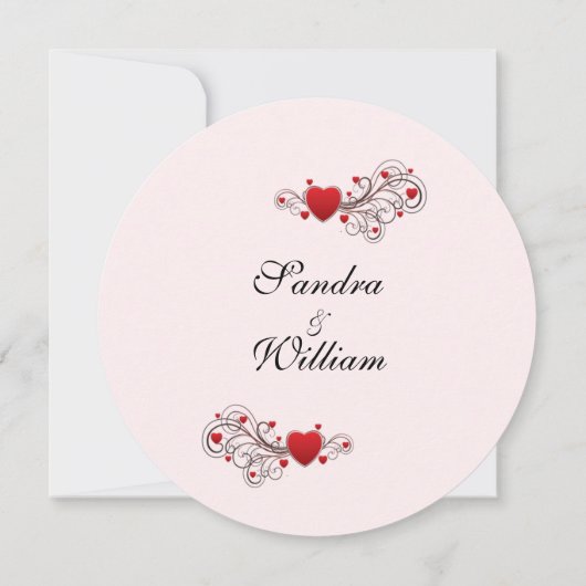 Faire-part de mariage Coeurs roses (Dos)