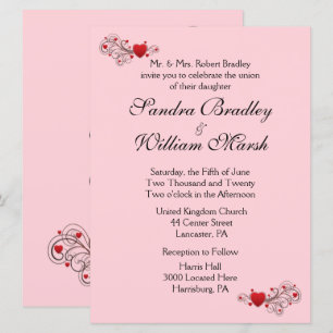 Faire-part de mariage Coeurs roses