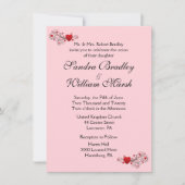 Faire-part de mariage Coeurs roses (Devant)