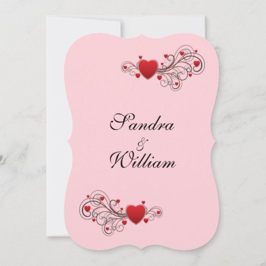 Faire-part de mariage Coeurs roses (Dos)