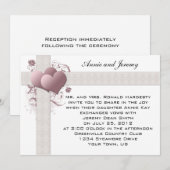 Faire-part de mariage Cœurs roses en spirale (Devant / Derrière)