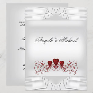 Faire-part de mariage coeurs rouges blancs grand
