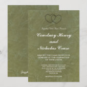 Faire-part de mariage Cœurs verts toscans (Devant / Derrière)