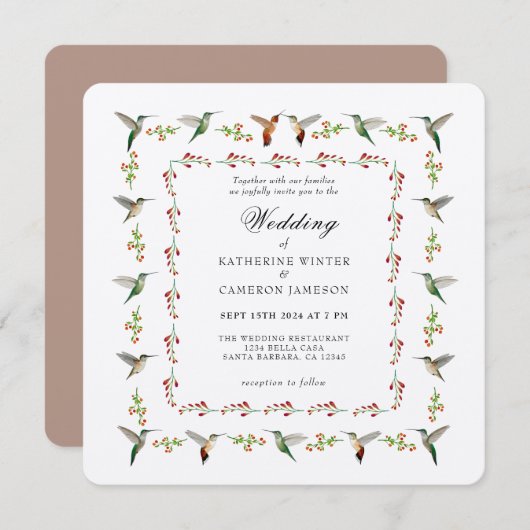 Faire-part de mariage colibri (Devant / Derrière)