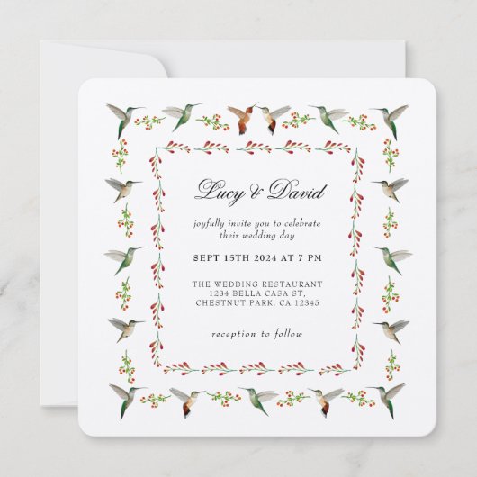 Faire-part de mariage colibri (Devant)