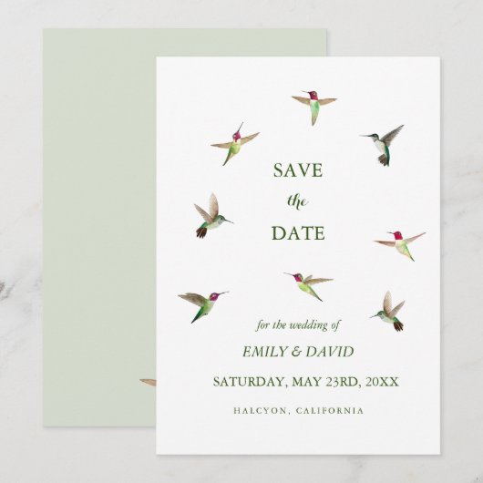 Faire-part de mariage Colibri d'Anna - Sauvegarder (Devant / Derrière)