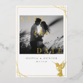 Faire-part de mariage colibri noir et blanc (Recto)