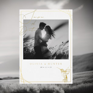 Faire-part de mariage colibri noir et blanc