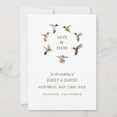 Faire-part de mariage colibri pour annoncer la dat (Devant)