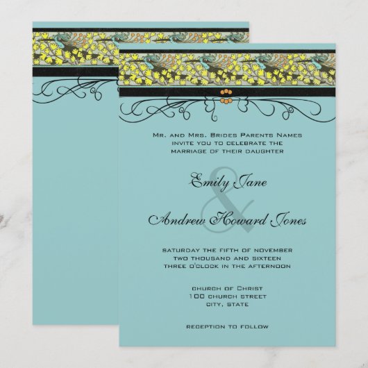 Faire-part de mariage Colibris & Adiantum (Devant / Derrière)