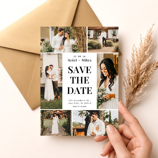 Faire-part de mariage Collage de 6 photos Rustique