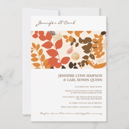 Faire-part de mariage Collage de feuilles d'automn (Devant)