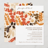 Faire-part de mariage Collage de feuilles d'automn (Devant / Derrière)