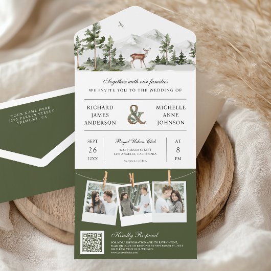 Faire-part de mariage Collage de photos QR Code Ce