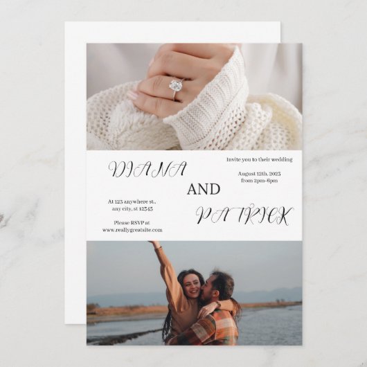 Faire-part de mariage Collage d'images (Devant / Derrière)