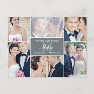 Faire-part de mariage Collage Monogramme - Gris