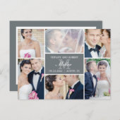 Faire-part de mariage Collage Monogramme - Gris (Devant / Derrière)
