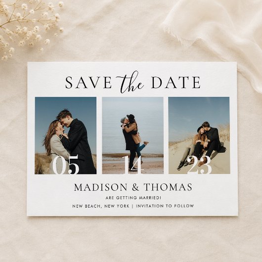 Faire-Part de Mariage Collage Photo Chic Moderne