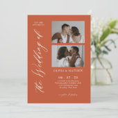 Faire-part de mariage collage photo de script cont (Debout devant)