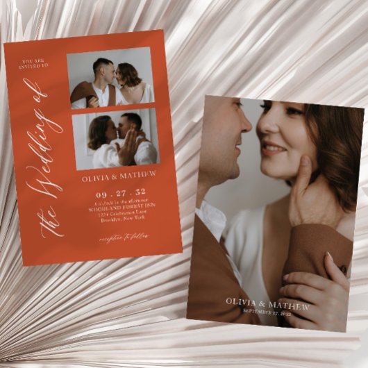 Faire-part de mariage collage photo de script cont