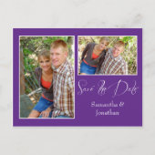 Faire-part de Mariage Collage Photo Violet Moderne (Devant)