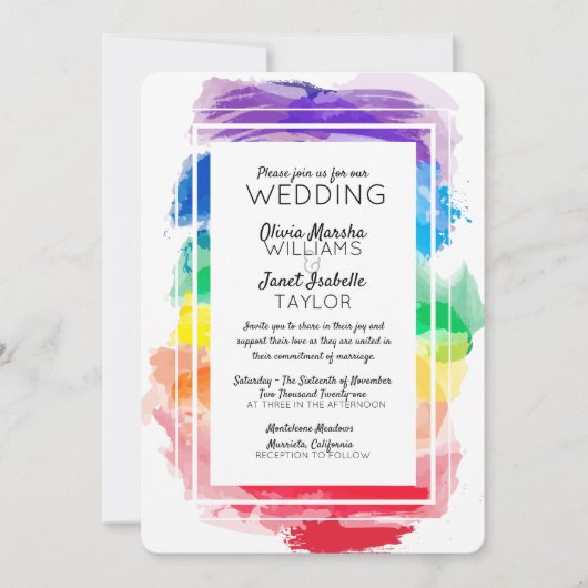 Faire-part de mariage Collection Aquarelles Arc-en (Devant)