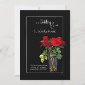 Faire-part de mariage, collection Rose rouge/noir (Devant)