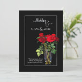 Faire-part de mariage, collection Rose rouge/noir (Debout devant)