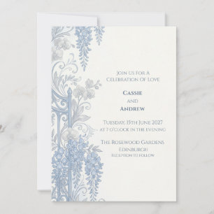 Faire-part de mariage Colombe Ruban Nœud Bleu Blus