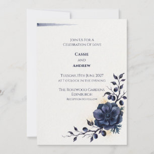 Faire-part de mariage Colombe Ruban Nœud Bleu Blus
