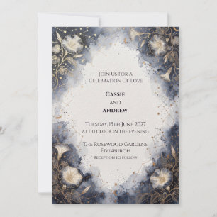 Faire-part de mariage Colombe Ruban Nœud Bleu Blus