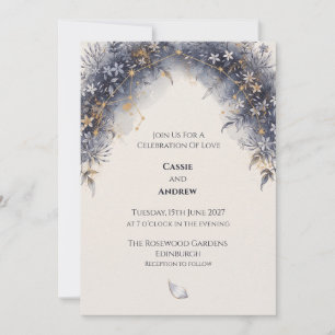 Faire-part de mariage Colombe Ruban Nœud Bleu Blus