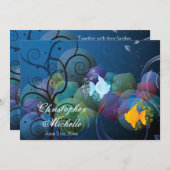 Faire-part de mariage coloré de poisson sous-marin (Devant / Derrière)