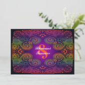 Faire-part de mariage coloré Rainbow Paisley (Debout devant)
