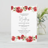 Faire-part de mariage colorée rouge Floral II (Debout devant)