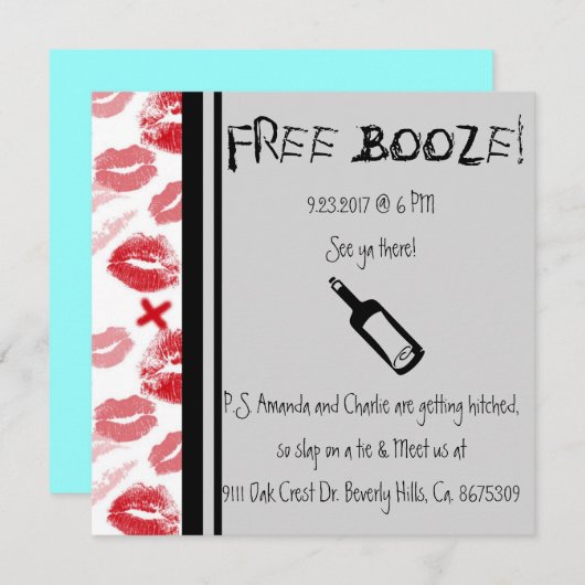 Faire-part de mariage comique, Humour (Devant / Derrière)