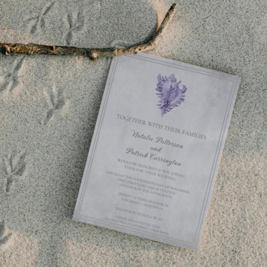 Faire-part de mariage conch violet