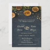 Faire-Part de Mariage Cônes de Pin, Étoiles (Devant)