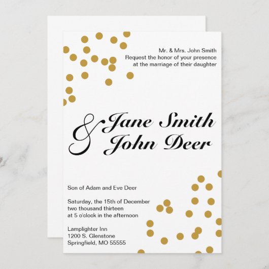 Faire-part de mariage Confetti (Devant / Derrière)