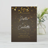 Faire-part de mariage Confetti Noir et Or (Debout devant)