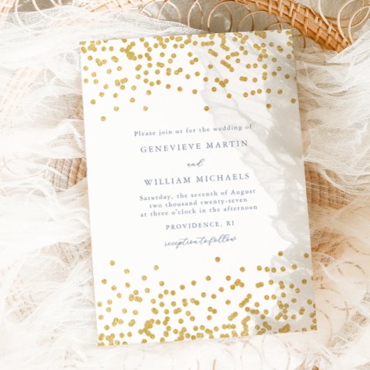 Faire-part de mariage Confetti Or Simple