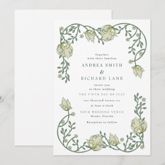 Faire-part de Mariage Conte de Fées de Jardin (Devant / Derrière)