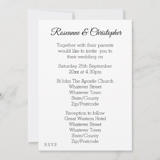 Faire-part de mariage contemporain (Dos)