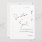 Faire-part de mariage contemporain blanc Save the  (Devant)