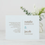 Faire-part de mariage contemporain - Bleu (Debout devant)