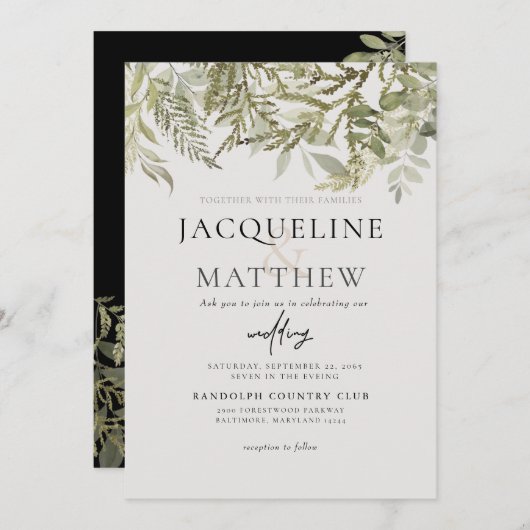 Faire-part de mariage Contemporain De Foliage Auto (Devant / Derrière)