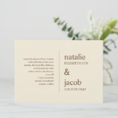 Faire-part de mariage contemporain - Khaki (Debout devant)