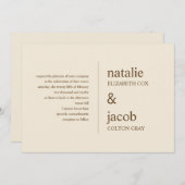 Faire-part de mariage contemporain - Khaki (Devant / Derrière)