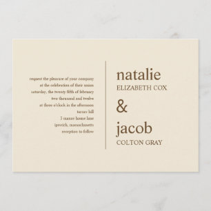 Faire-part de mariage contemporain - Khaki